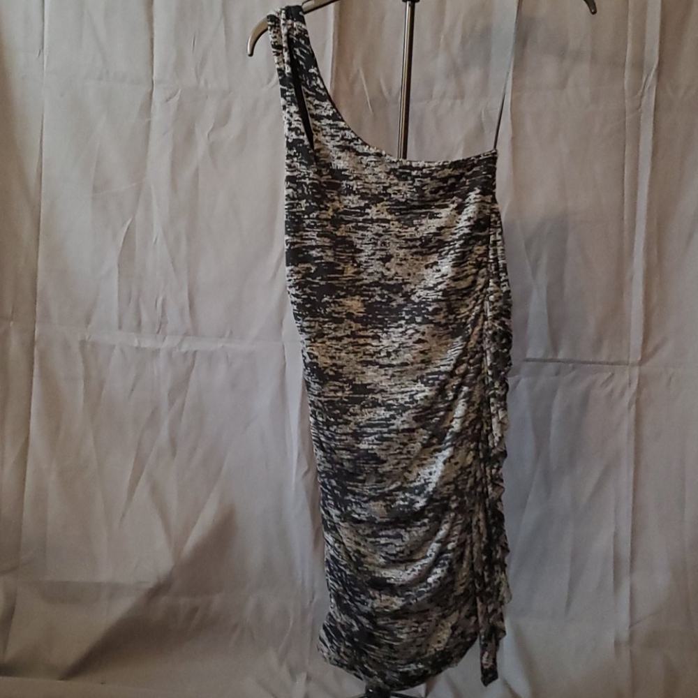 Sexy black and white, one-shoulder accent dress